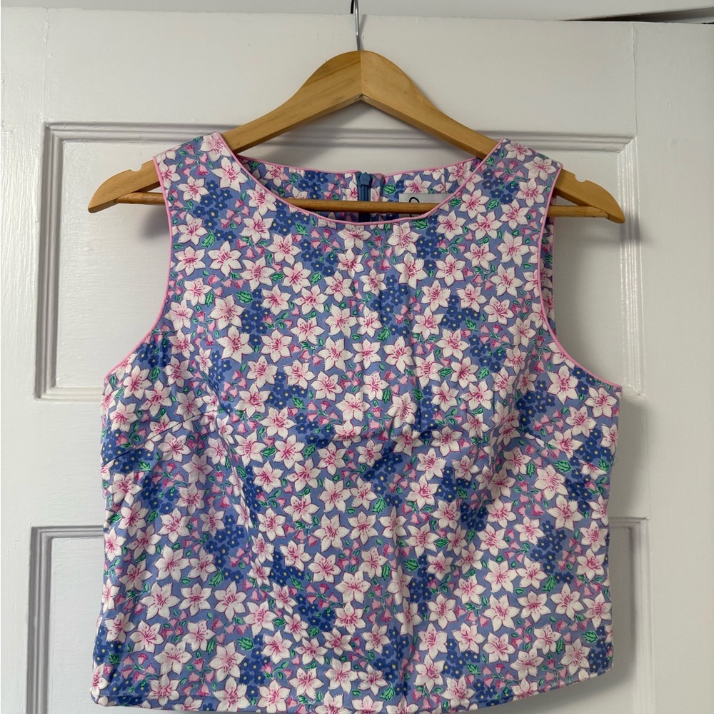 Lilly Pulitzer Blue Sleeveless Crop Tank Top